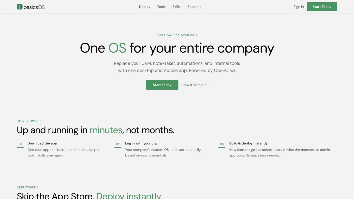 Preview of the basicsOS website